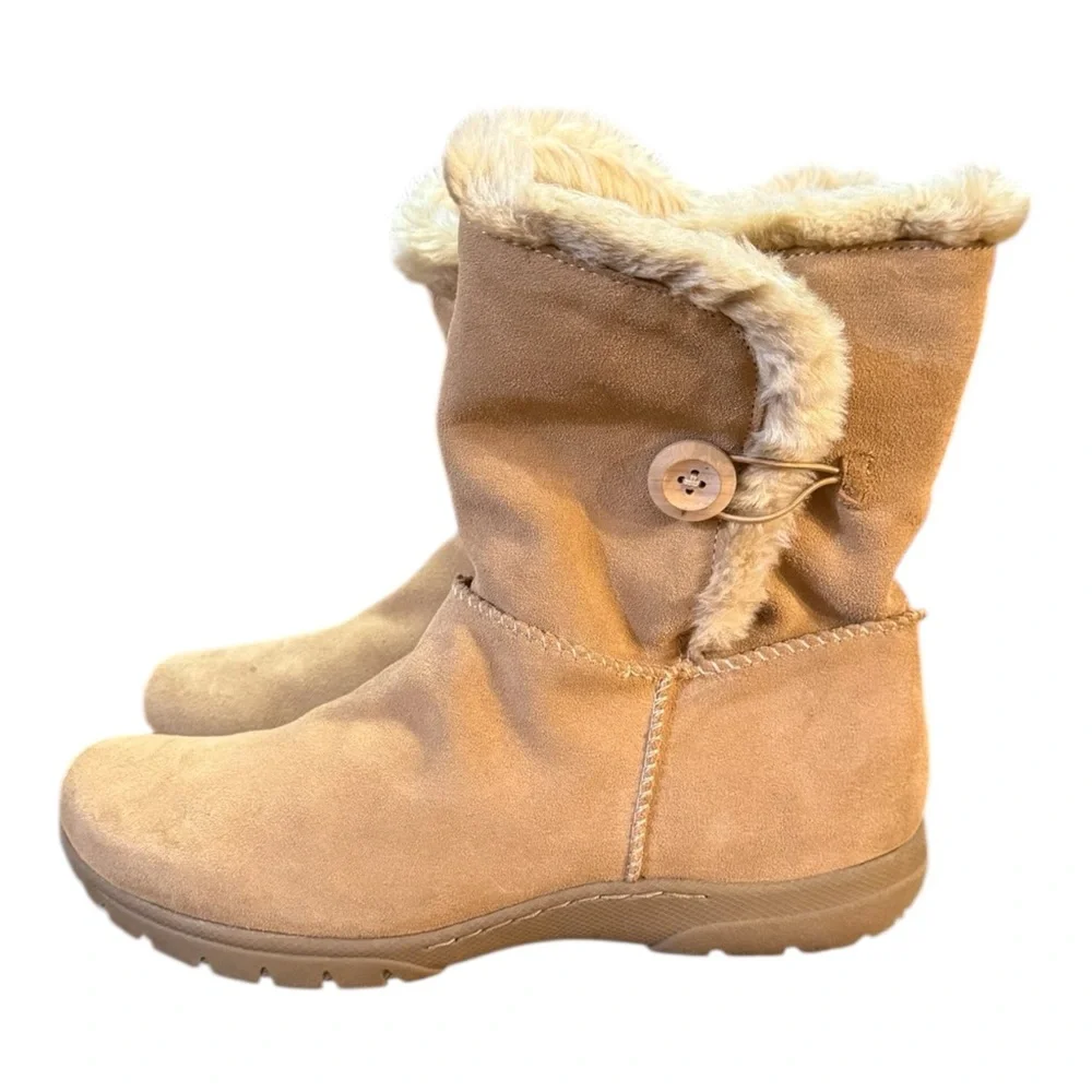 G.H. Bass & Co. Tan Suede Ankle Boots with Faux Fur Women’s Size 9.5